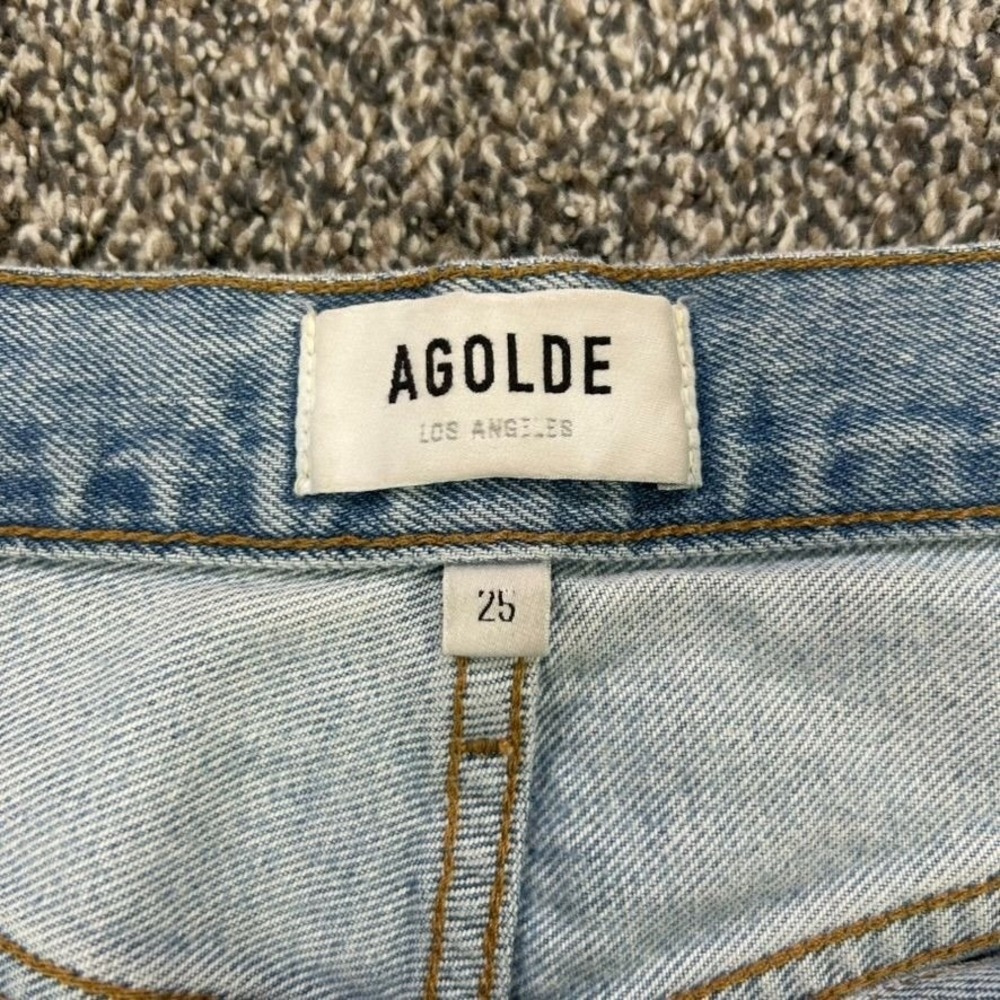 Agolde Womens 25 Riley High Rise Straight Leg Fit Jeans Light Blue Denim Casual - Picture 5 of 13